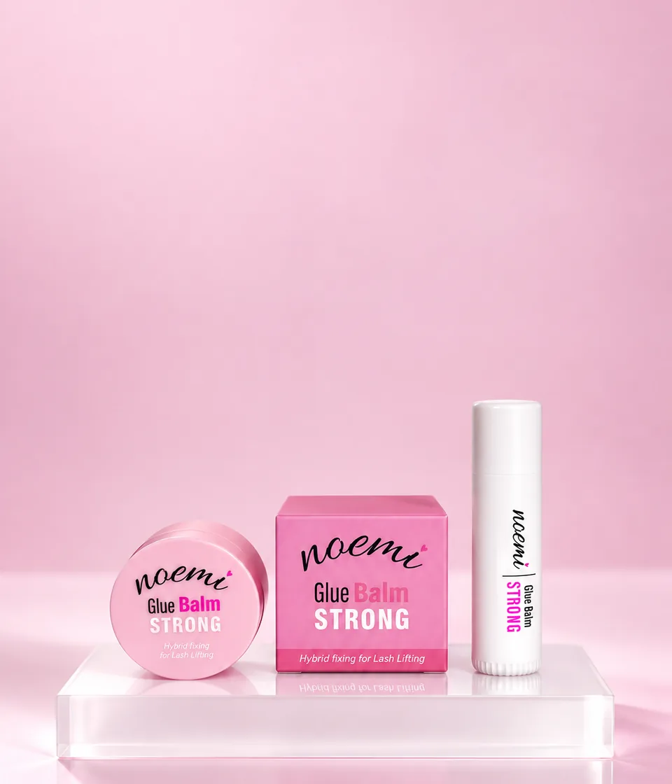 Noemi Glue Balm Strong jar, box and bottle